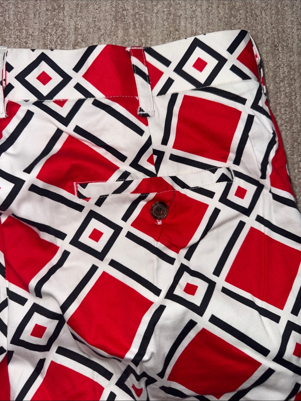 Loudmouth Mens 32x32 Danger Golf Slacks Red White Black Stretch Golfcore Pants - Picture 8 of 11
